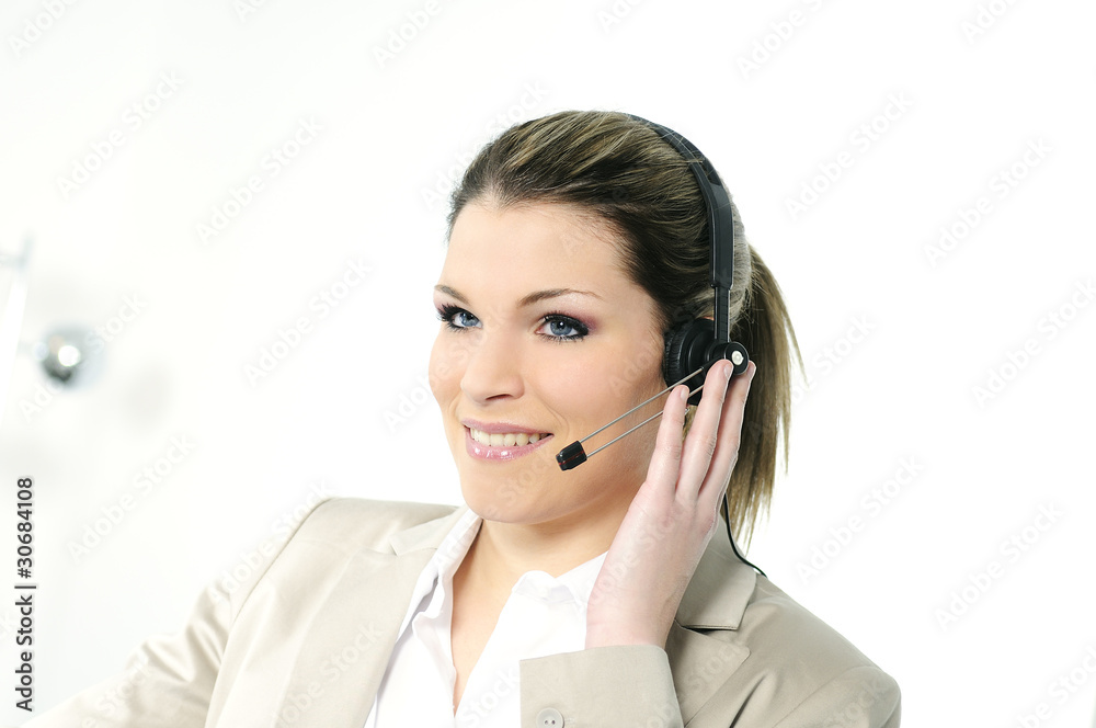 beautiful and cheerful blond girl with headphones beautiful and cheerful blond girl with headphones