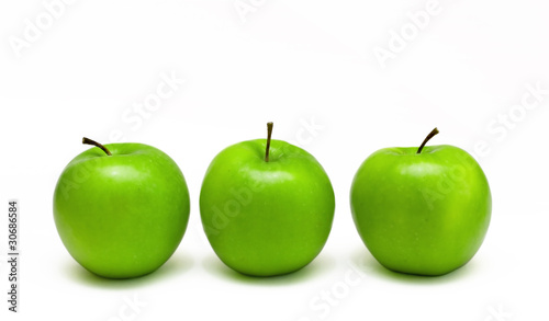 Three  Fresh Green  Apples