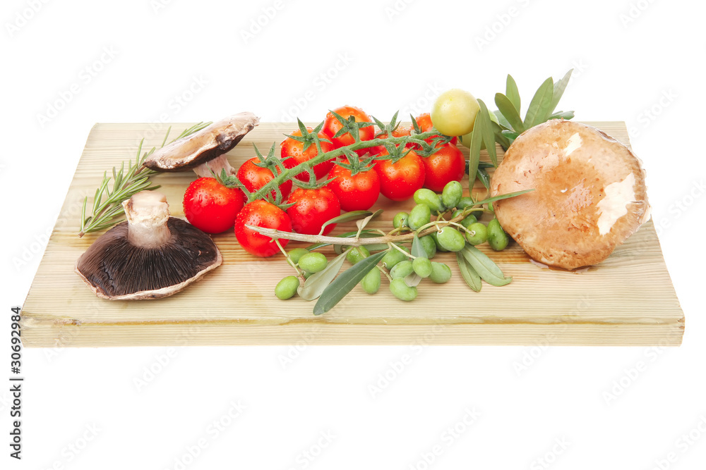 raw vegetables on wooden board raw vegetables on wooden board