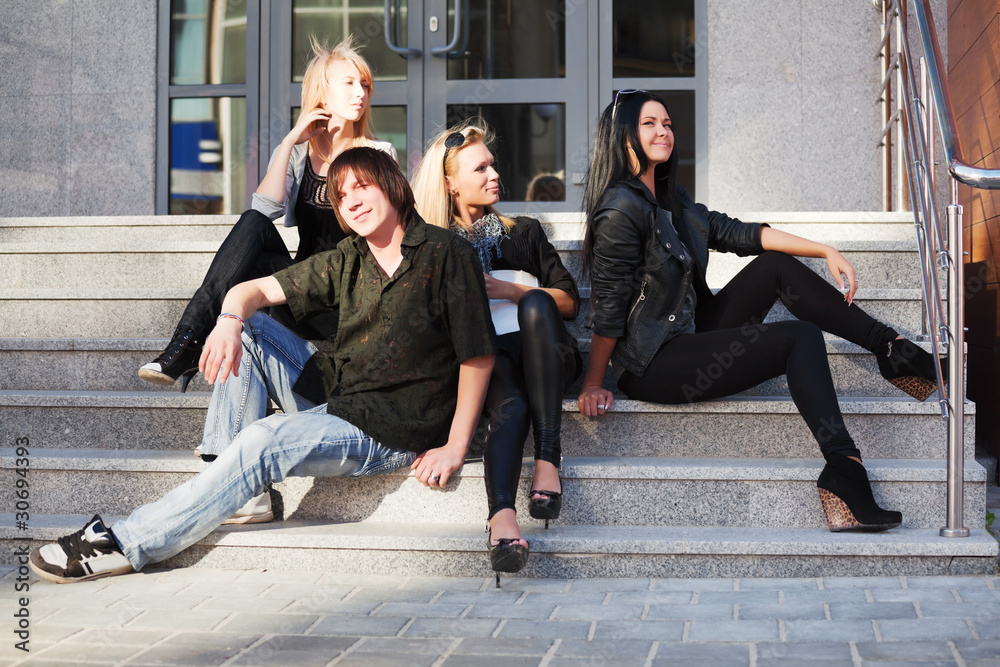 Fototapeta premium Teens on the steps