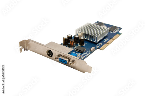 Computer graphic card board on white background