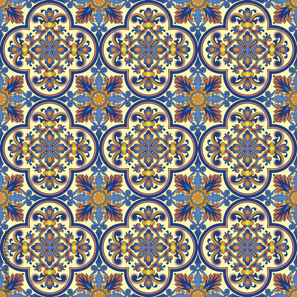 Seamless ornamental oriental pattern vector background