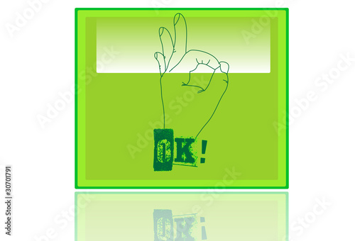 OK boton web cuadrado en verde