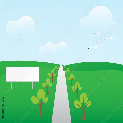 billboard in spring landscape