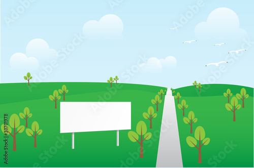 billboard in spring landscape