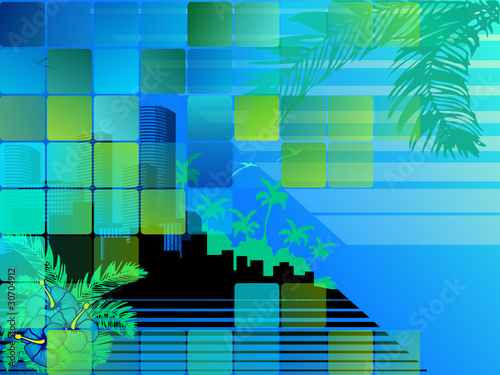 Tropical nighttime cityscape