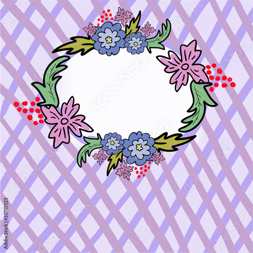 abstract purple background in cell  with a floral border
