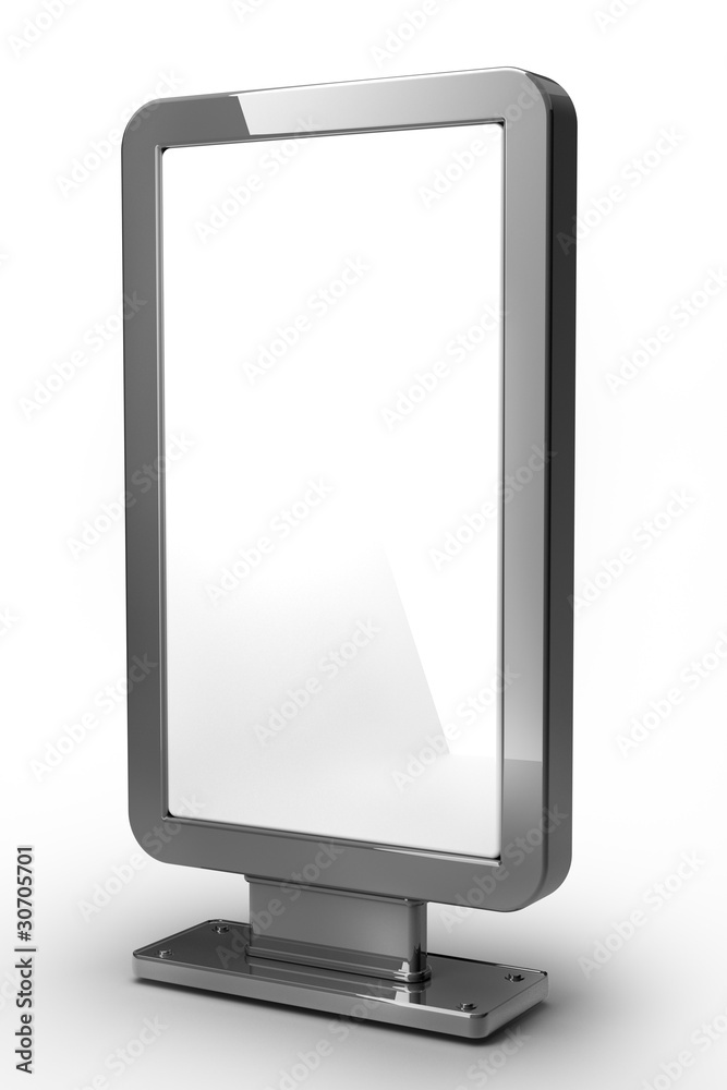 Chrome advertising billboard isolated on white Chrome advertising billboard isolated on white