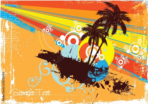 grunge tropical beach poster