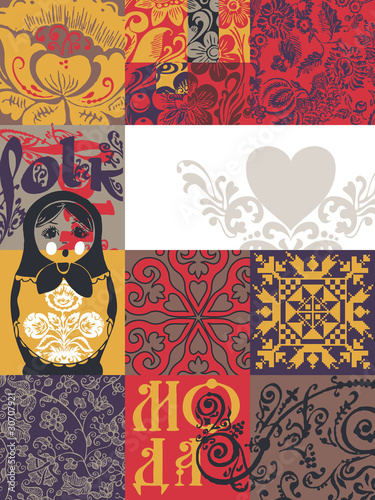 russia patchwork label