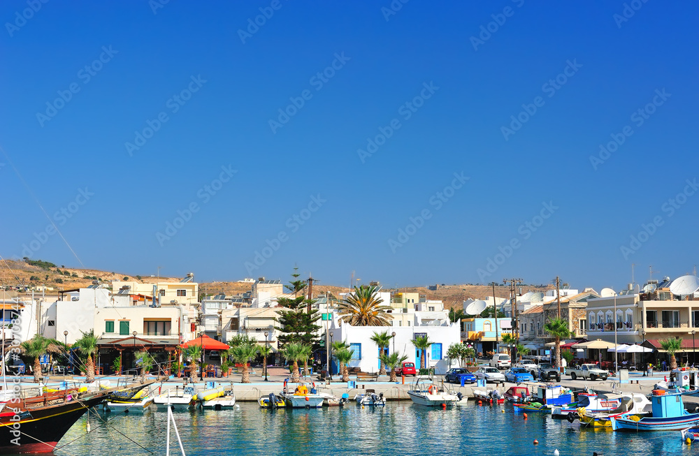 Harbor in a Greek town Harbor in a Greek town