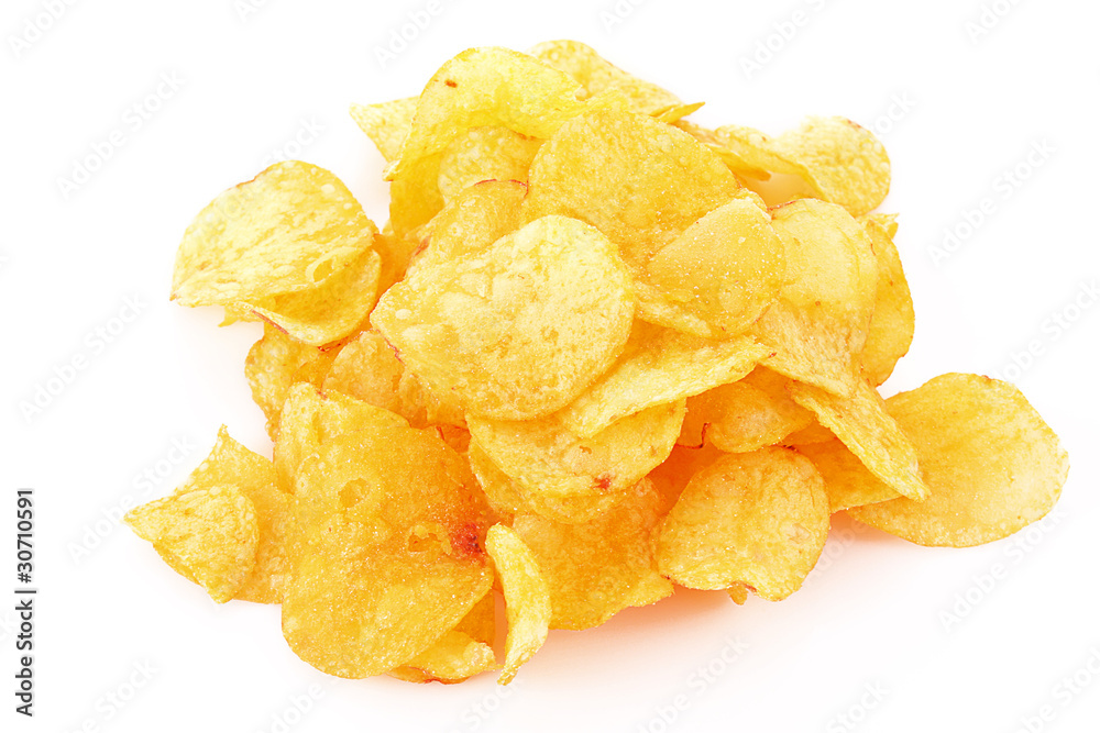 Potato chips isolated on white