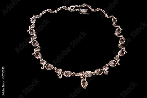 Necklace with leaves on black