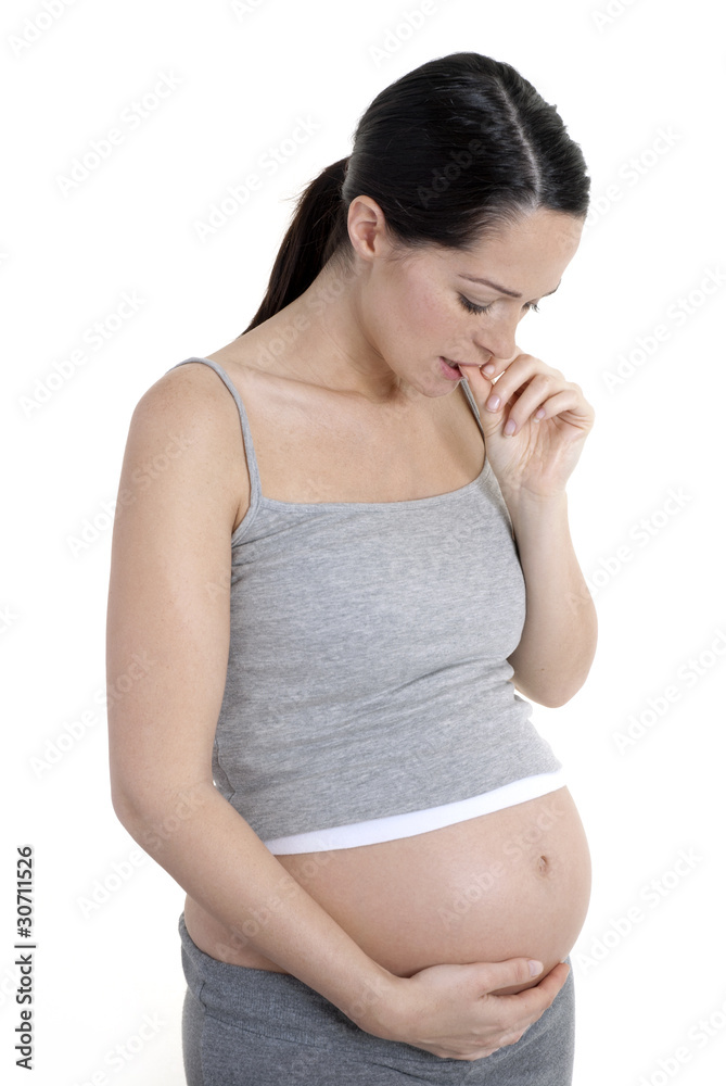 Pregnant woman looking worried Pregnant woman looking worried