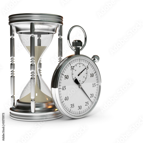hourglass and stopwatch