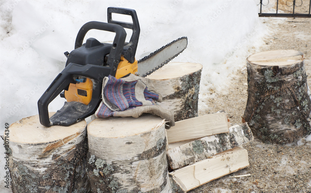 Firewood and a chainsaw