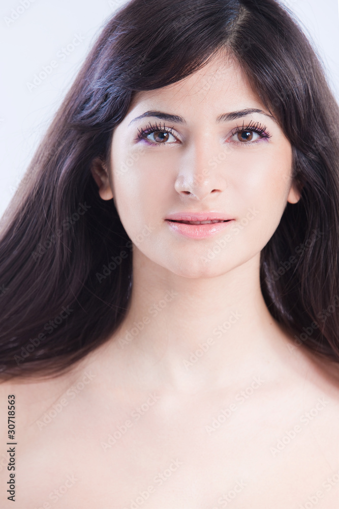 Pretty woman with long  brown hair