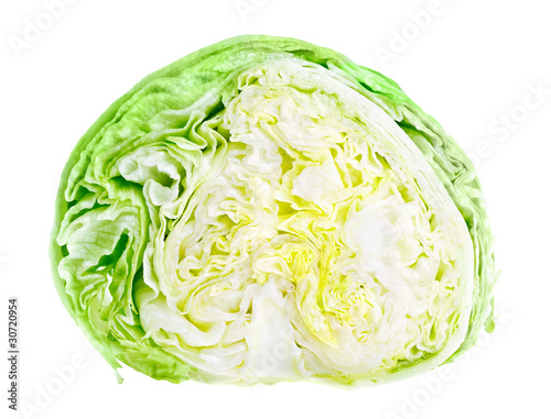 Half of fresh green iceberg lettuce © HamsterMan