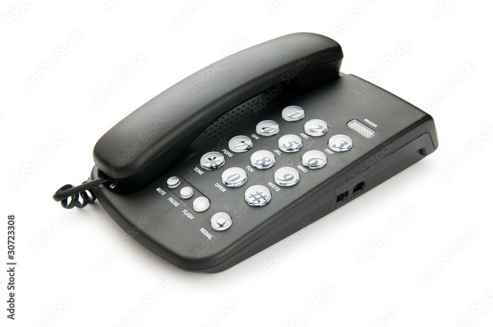 Black phone isolated on the white background Black phone isolated on the white background