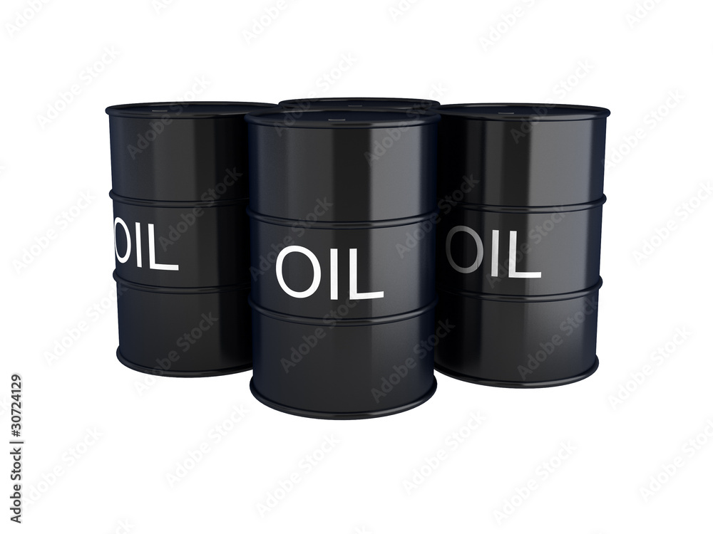 3d render of black oil barrels on white 3d render of black oil barrels on white