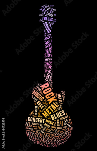 Tagcloud: guitar silhouette of music words #30725574