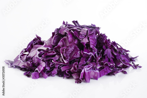 slice purple cabbage on white background