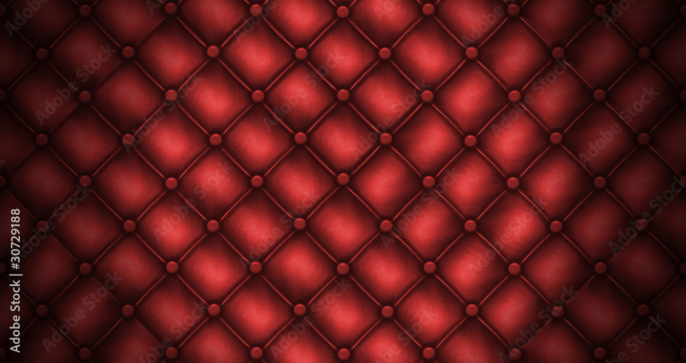 Texture leather quilted a sofa. Red color wall mural wallpaper