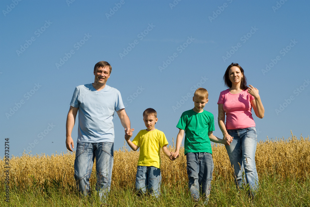United family walkin in the field United family walkin in the field
