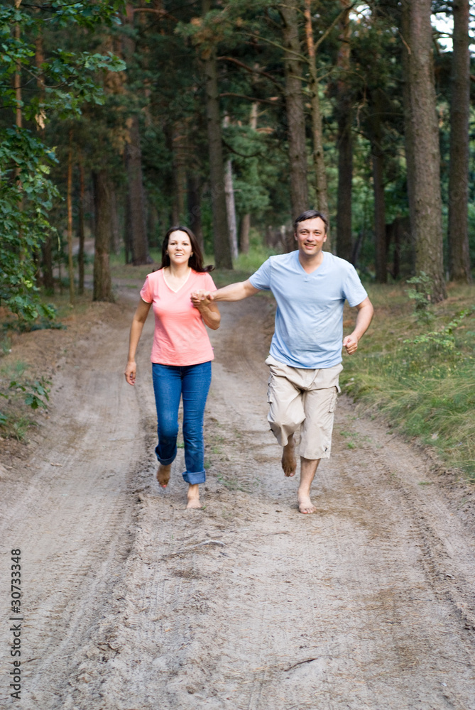young couple in the  park