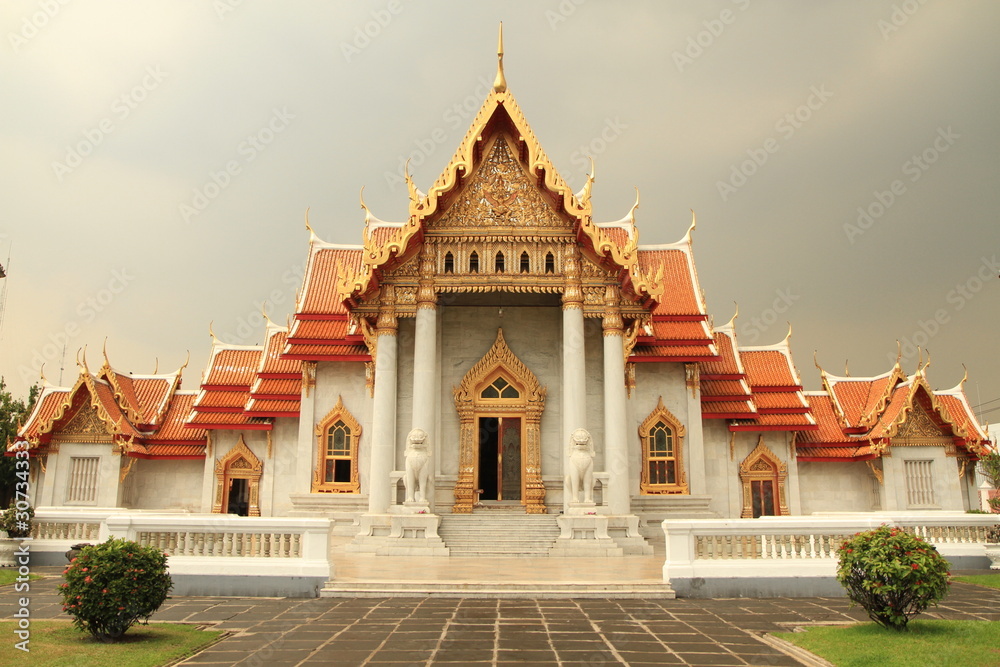 Marble temple at Wat Benchamabophit in Bangkok,Thailand Marble temple at Wat Benchamabophit in Bangkok,Thailand