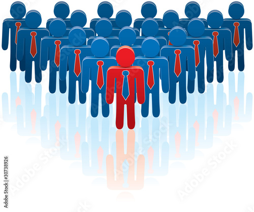 vector illustration of a team and a leader