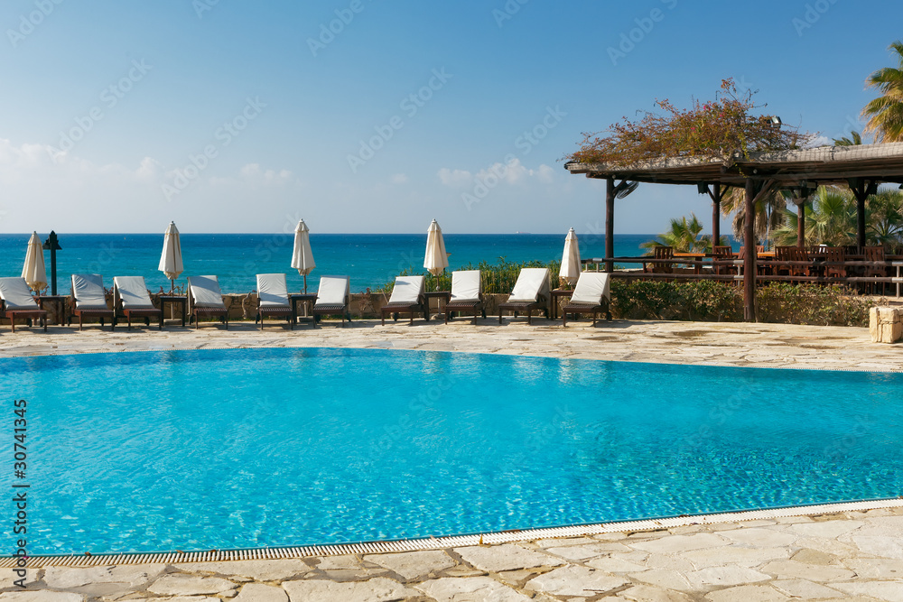 Fototapeta premium Lounges near the pool