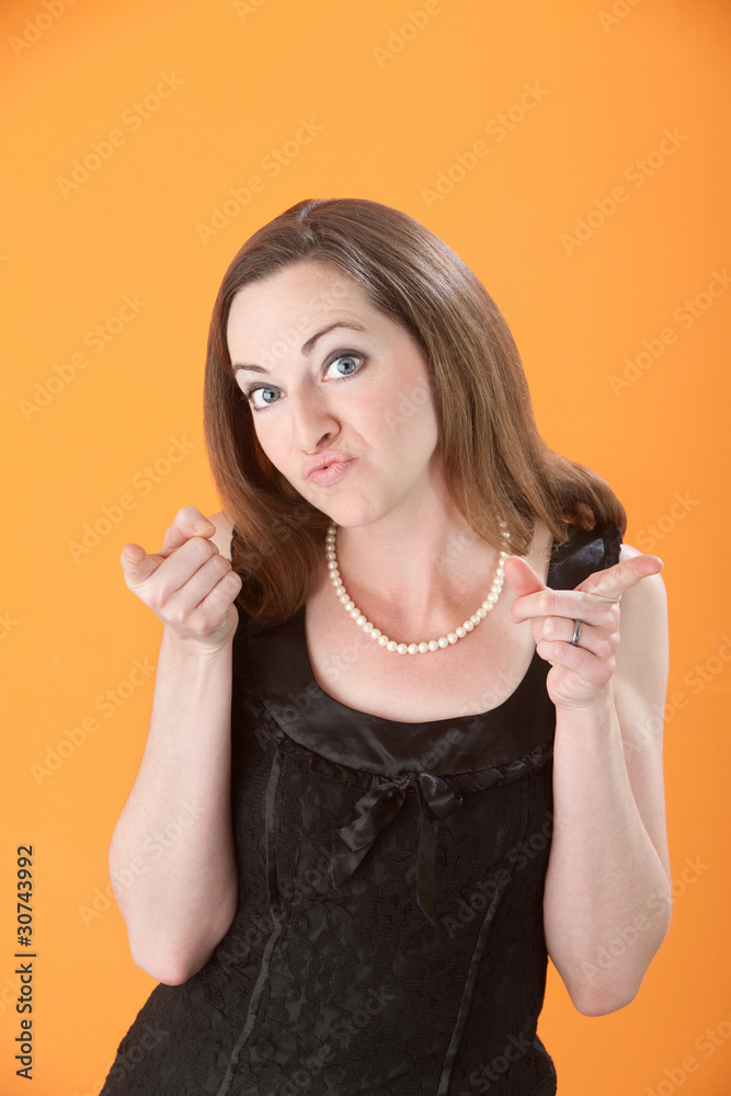 Woman Pointing Her Index Finger Woman Pointing Her Index Finger