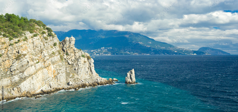Crimean panoramic landscape near Yalta. on a Black Sea shore.