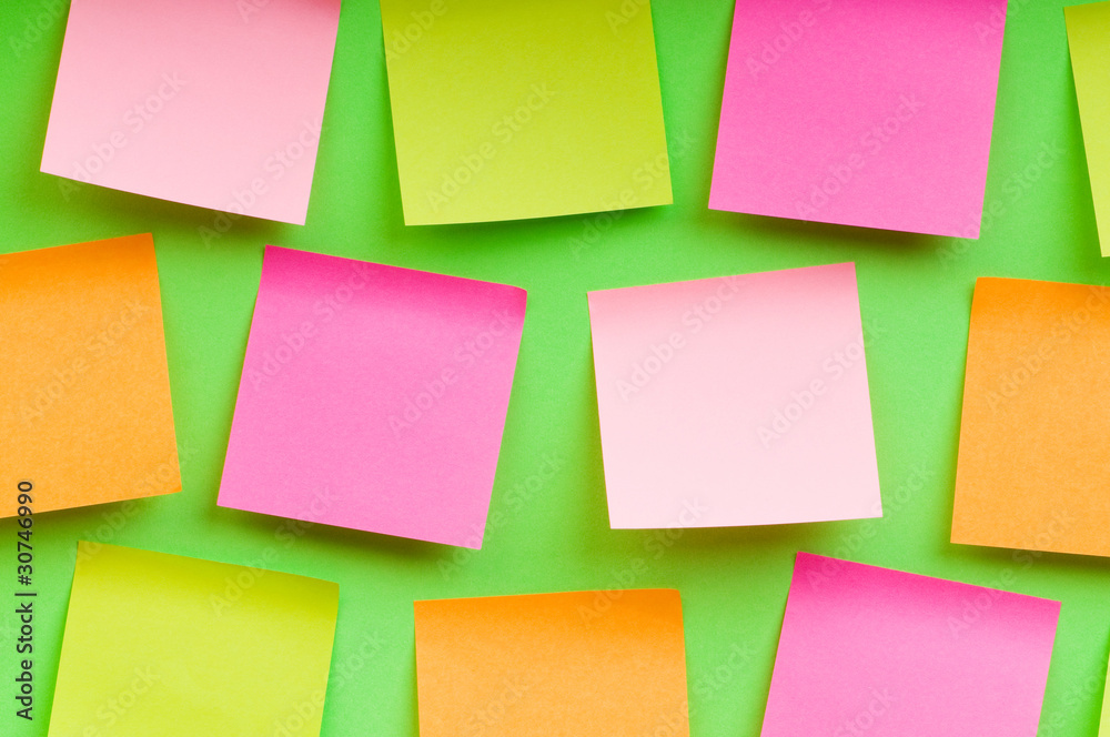 Reminder notes on the bright colorful paper Reminder notes on the bright colorful paper