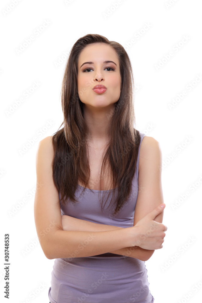 sexy brunette woman blow a kiss to you sexy brunette woman blow a kiss to you