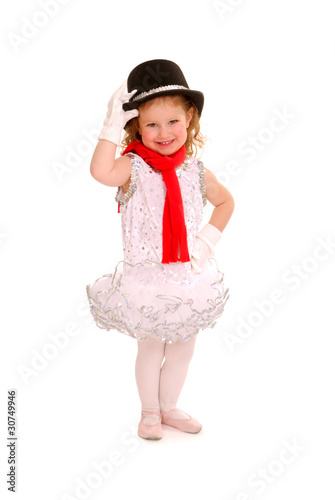 Adorable Child in Winter Ballet Costume