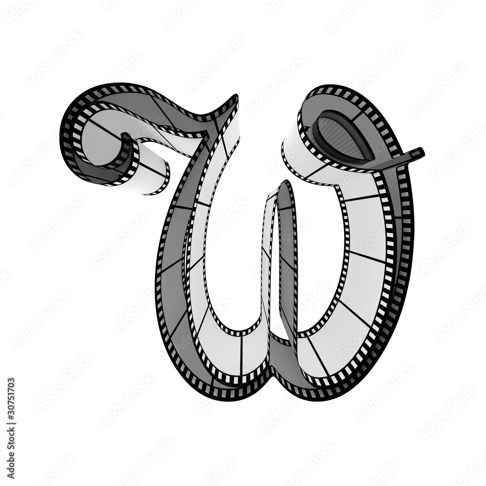 Fototapeta premium Filmstrip font. Front view. Letter w