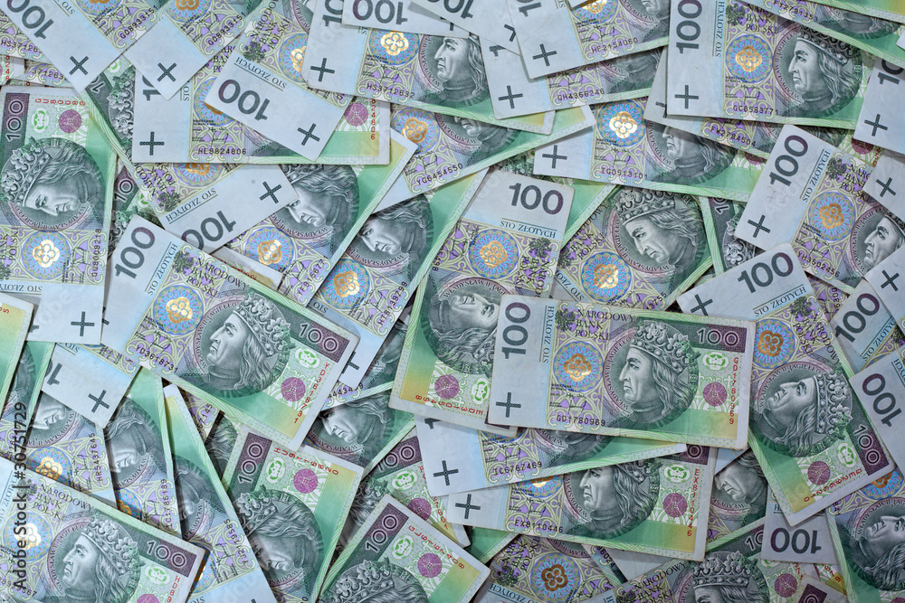 Polish 100 zlotych PLN money banknotes