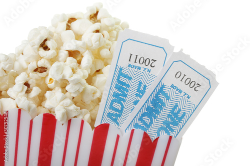 Popcorn and tickets.