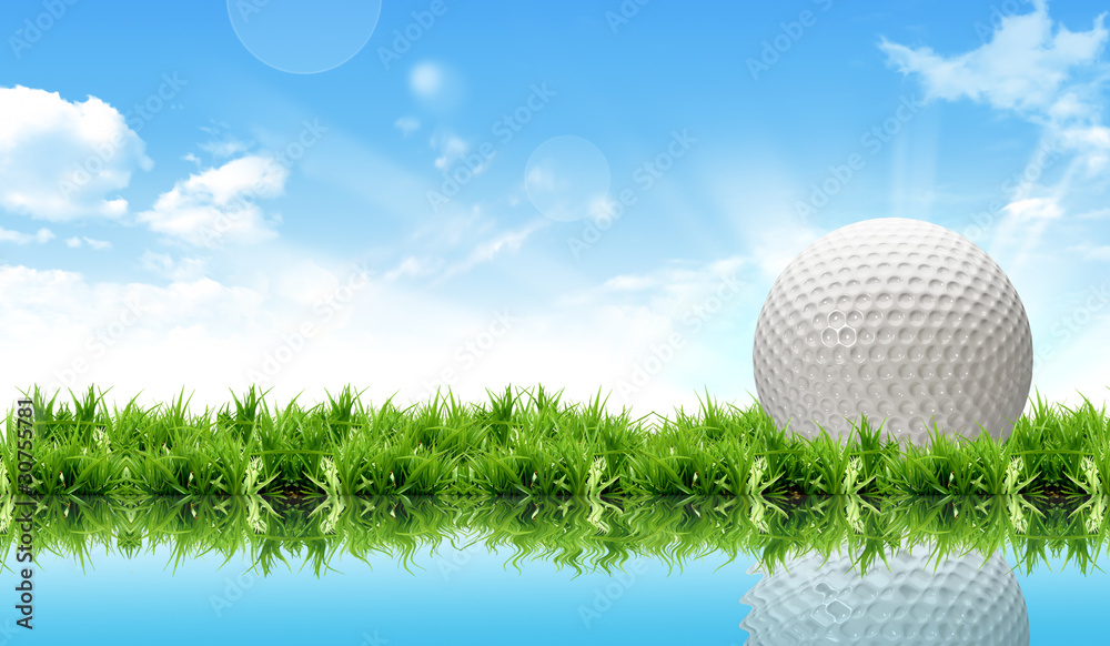 golf ball on course in front of driver . golf ball on course in front of driver .