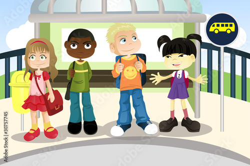 Children at bus stop