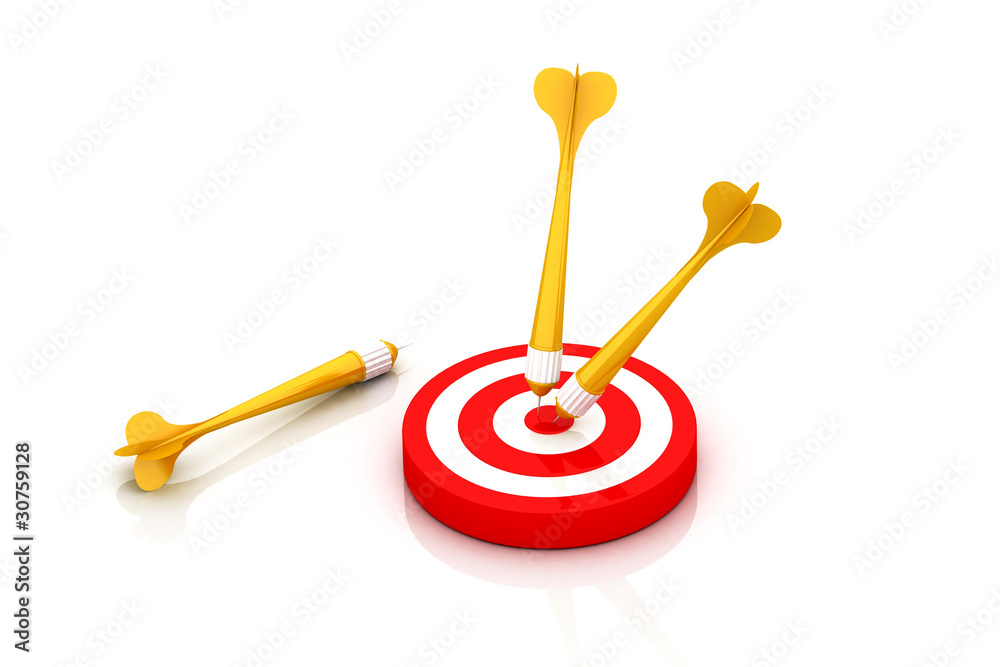 yellow darts on red target yellow darts on red target
