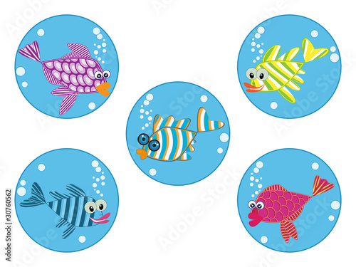 Set of cartoon fishes