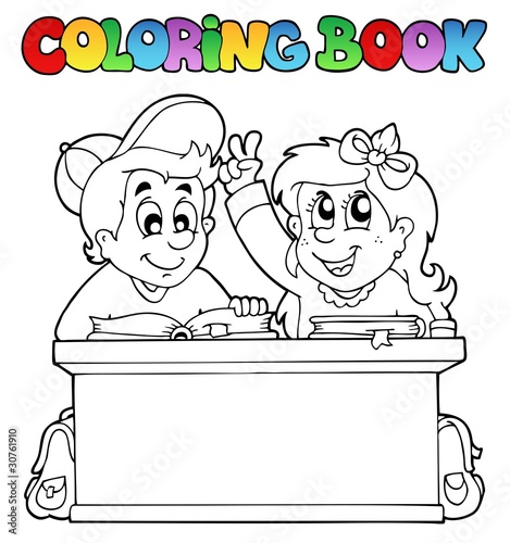 Coloring book with two pupils