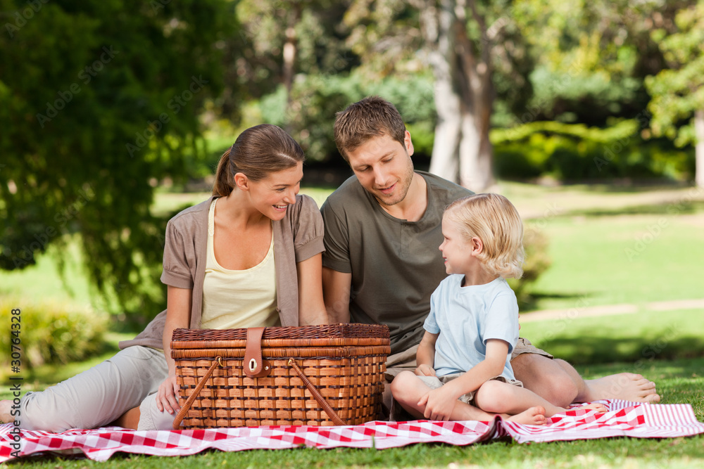 Joyful family picnicking in the park Joyful family picnicking in the park