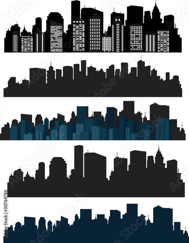 Set of vector cities silhouette