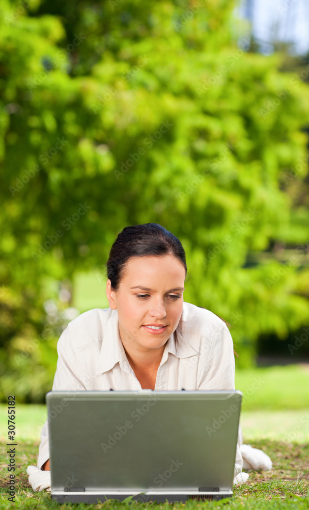 Young woman working on her laptop