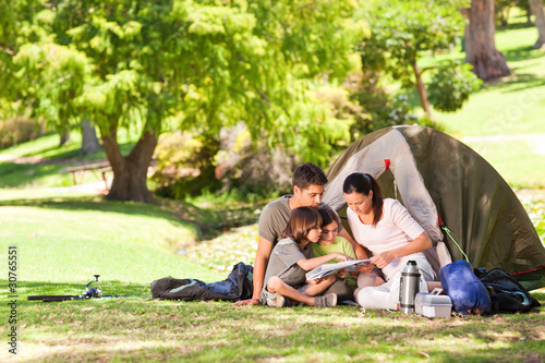 Family camping in the park