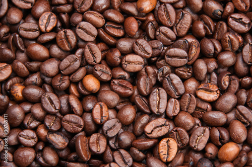 Dark roasted coffee beans texture